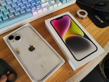 Apple iPhone: IPhone 14, Б/у, 128 ГБ, Белый, Зарядное устройство, Чехол, 88 %