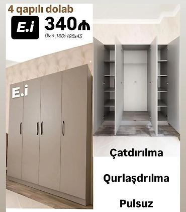 qapi ustu asmalar: 4 qapılı geyim dolabı - Ölçü: 160 × 195 × 45 sm - Daxili planlama — 1