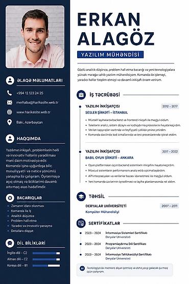 komputer vakansiya: Peşəkar CV dizayn xidməti – müasir, oxunaqlı və ATS‑uyğun resume — 2
