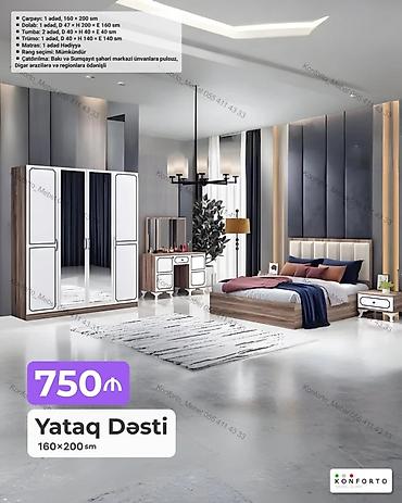 Ev və bağ: Yataq Dəsti – 160×200 sm Komplekt: - Çarpayı: 1 ədəd, 160×200 sm - — 1