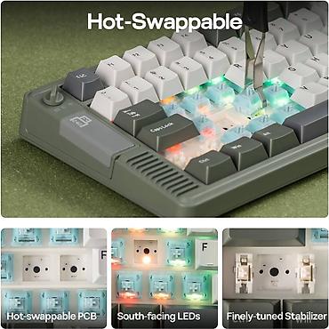 hot: Клавиатура, Механическая, Bluetooth, Проводное подключение, Размер: 75% — 3