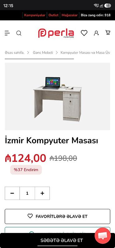 Digər mebel: Kompyuter stolu Perla,magazada endirimde 124 manat,70 manata satilir — 1