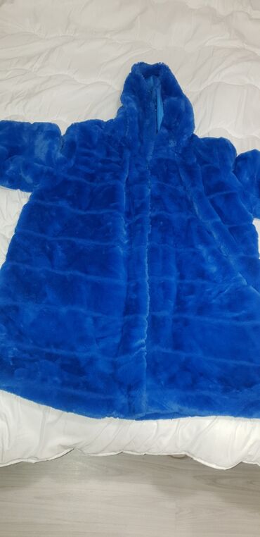 Krzneni kaputi: 3XL, Sa postavom, Veštačko krzno, bоја - Svetloplava — 15