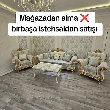 divanlar ucuz: Klassik üslubda dəbdəbəli qonaq otağı dəsti – birbaşa istehsaldan — 1