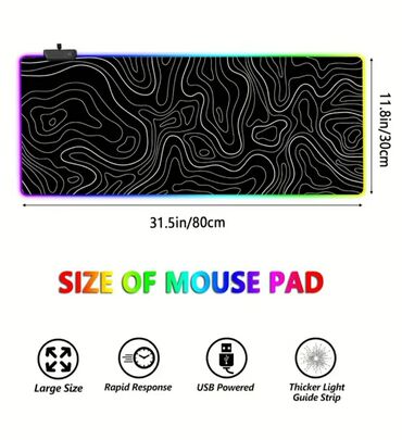mousepad: Gaming Mousepad RGB ölçüləri: 80sm × 30sm RGB: var, 7 rejimli