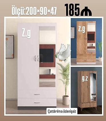 ucuz dolab: Yeni, 2 qapılı, Güzgülü, Ağ, Açılan, Düz dolab — 1