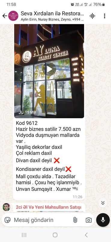 Tibbi çarpayılar: Kod 9612 Hazir biznes satilir 7.500 azn Vidyoda duşmuyən mallarda var