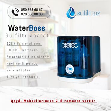 Mətbəx texnikası: Su filtri Waterboss (Pompalı 6 aşamalı) 3,2 Tank Metal Çən Filtrlərə