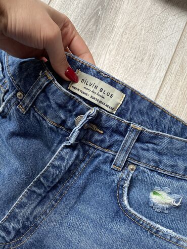 женские джинсы с высокой талией: Cinslər S (EU 36), rəng - Göy