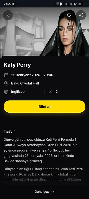 KATY PERRY SENTYABRIN 25 OLAN KONSERTİ ÜÇÜN 5 ƏDƏD BİLET SATILIR 200 lalafo.az -da KATY PERRY SENTYABRIN 25 OLAN KONSERTİ ÜÇÜN 5 ƏDƏD BİLET SATILIR 200