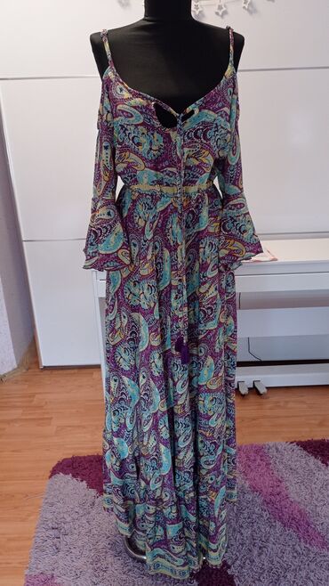 moderne duge haljine: M (EU 38), bоја - Šareno, Oversize, Dugih rukava