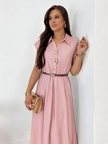 Haljine: 💫💫Ženska midi košulja-haljina sa pojasom - Elegantna A-kroj silueta — 6