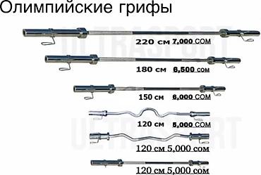 Олимпийские грифы для штанги Ассортимент: - Прямой гриф 220 см —