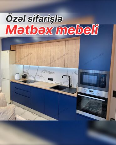 письменный стол купить: Özəl sifarişlə mətbəx mebeli - Fərdi ölçülərə uyğun dizayn: düz