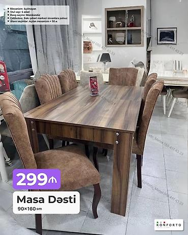 stol stul metbex: Masa Dəsti – 90×160 sm - Stol: 90×160 sm ölçülü, taxta teksturalı — 1