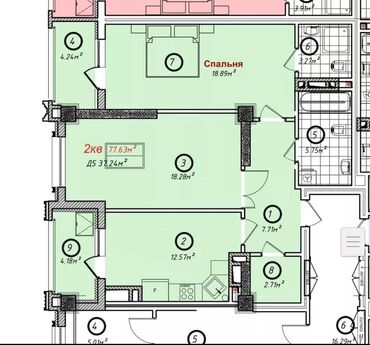 Продажа домов: 2 комнаты, 77 м², Элитка, 7 этаж, ПСО (под самоотделку)