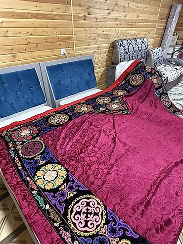 бархатный: Туш кийиз.Большое декоративное покрывало с национальной вышивкой - — 4