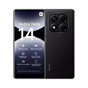 ретми телефон: Redmi, Redmi Note 14 Pro, Новый, 256 ГБ, цвет - Черный, 2 SIM