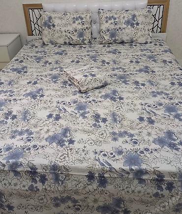 Комплекты постельного белья: Комплект постельного белья с принтом клетку, выполненный в синих и — 7