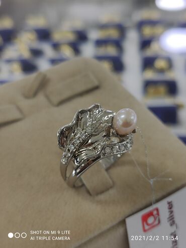 украшение из бисера: Розывый Жемчуг Очень красивый эксклюзивный кольцо Серебро 925 пробы