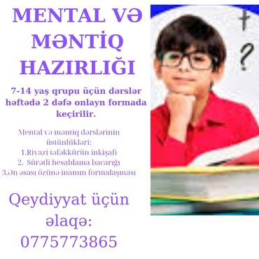 qarabagda iş 2024: Online formada mental və məntiq dərsləri keçirilir, dərslər həftədə 2