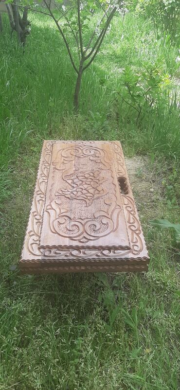 Şahmatlar: Əl işı taxta şahmat/nərd dəsti - Material: bərk ağac (əl oyması) - — 13