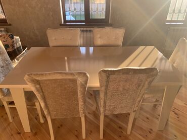 стулья барные: Qonaq otağı üçün, Açılmayan, Dördbucaq masa, 6 stul