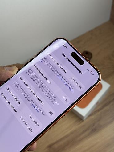ayfon 14: IPhone 17 Pro Max, Б/у, 256 ГБ, Оранжевый, Защитное стекло, Чехол, Коробка, 94 % — 6
