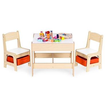 ploca za sto: Dečiji set sto i 2 stolice sa tablom za pisanje Wood ECOTOYS Šifra — 4