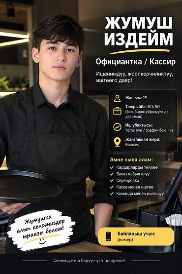 Мейманканалар, кафелер, ресторандар: Официант. 1 жылдан аз тажрыйба — 1