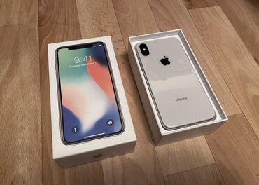 Apple iPhone: IPhone X, 64 GB, Matte Silver, Zəmanət, Simsiz şarj, Face ID