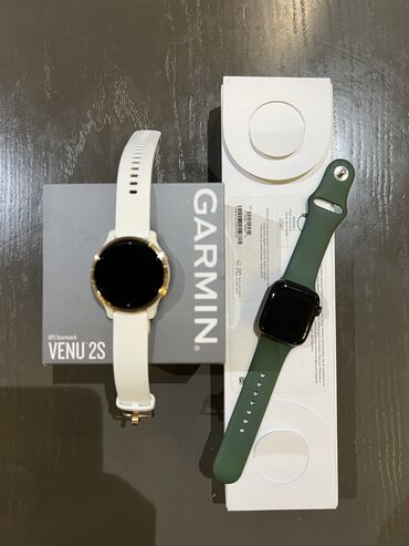серебро бу: Продаю! Apple watch Series 7 41mm, полный комплект- Garmin Venu