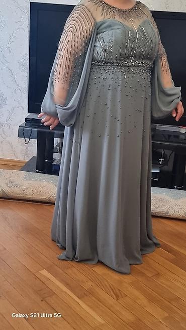 muncuglar: Zərif ziyafət/libas – gümüş-boz rəngdə uzun maxi don - Model: axıcı — 3