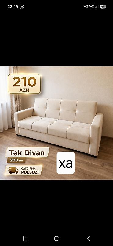 divan xırdalan: Tək divan – 200 sm - Rəng: açıq bej - Üslub: minimal və müasir - — 1