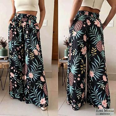 mango ogrlice: Ženske široke pantalone – Emi Moda, Made in Italy - Kroj: široke — 9