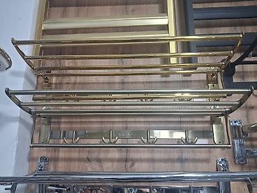 askı: Divar üçün metal paltar asılqanı və rəf kombinasiyası - Material — 2