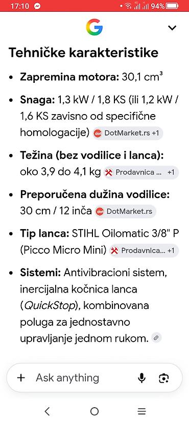 hidraulicna dizalica cena: STIHL MS 170 nova motorna testera nije ni izvadjena iz kutije od kad — 5