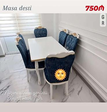 islenmis kunc divan: Qonaq otağı üçün, Yeni, Dördbucaq masa, 6 stul — 1