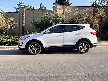 santa fe 2008: Hyundai Santa Fe, ağ rəng, 4WD krossover/SUV. Xüsusiyyətlər: - Tam — 10