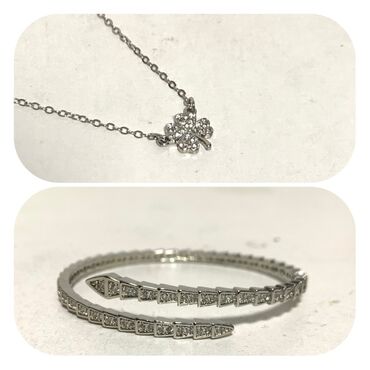 исык кол: 2в1! Комплект украшений в серебристом металле с инкрустацией