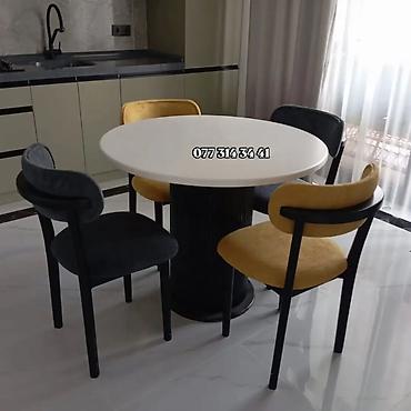 Masa və oturacaq dəstləri: Masa + 6 stul dəsti - Oval formalı geniş yemək masası - 6 ədəd yumşaq — 8