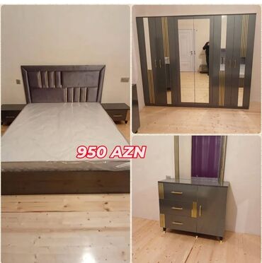 Yataq otağı dəstləri: 2 təknəfərlik çarpayı, Tumba, Dolab, 2 tumba, Azərbaycan, Yeni — 15