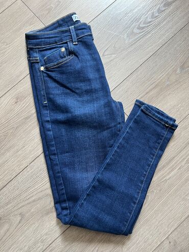 вельветовые женские джинсы: Скинни, Zara, Турция, Средняя талия, На маленький рост