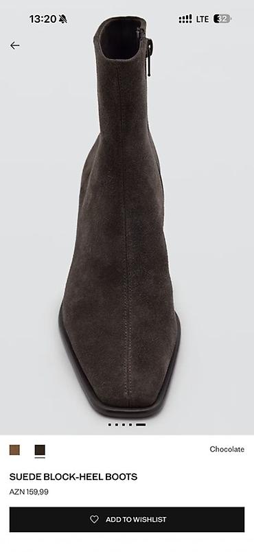 boot: Mango yeni 38 ölçü MNG Suede Block-Heel Boots – “Chocolate” rəng - — 8