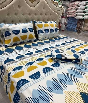 Комплекты постельного белья: Комплект постельного белья с принтом клетку, выполненный в синих и — 56