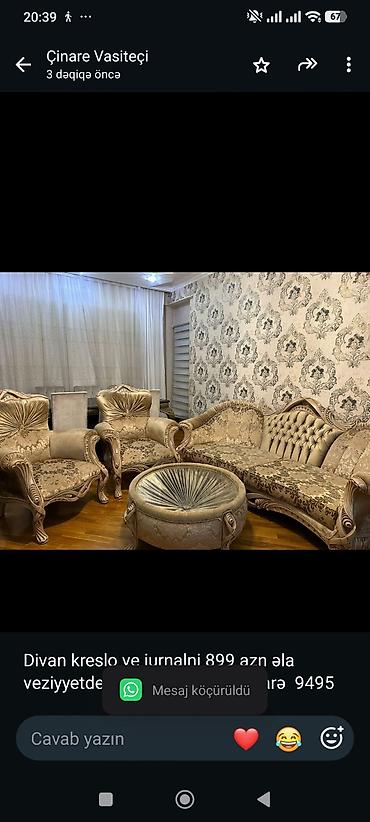 Divan kreslo ve jurnalni 899 azn əla veziyyetde ünvan Yasamal. Çinarə