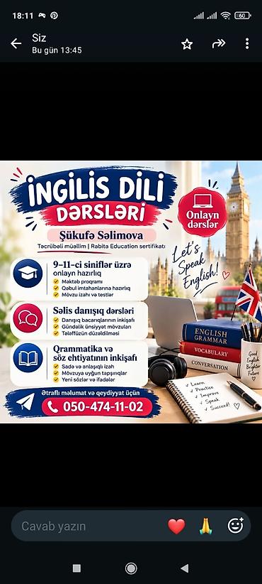 cecenka sac modeli: Xarici dil kursu, İngilis dili, Abituriyentlər üçün — 1