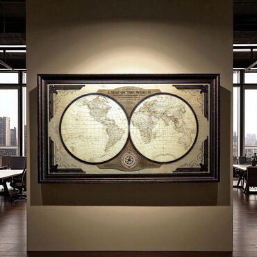 Картины: Элегантное настенное панно с изображением карты мира по версии — 13