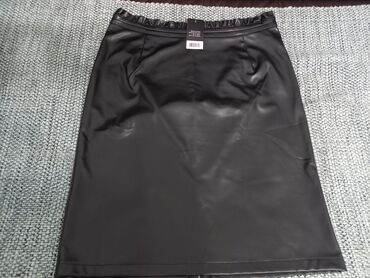 crne kozne suknje: XL (EU 42), Midi, bоја - Crna