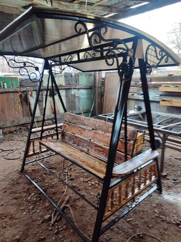 Садовые качели: Садовые качели Металл, Со спинкой, С крышей — 10